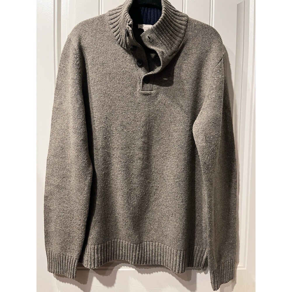 GAP Brown Mock Neck Lambswool Sweater Pullover Men's XL Grandpa Dad Academia EUC